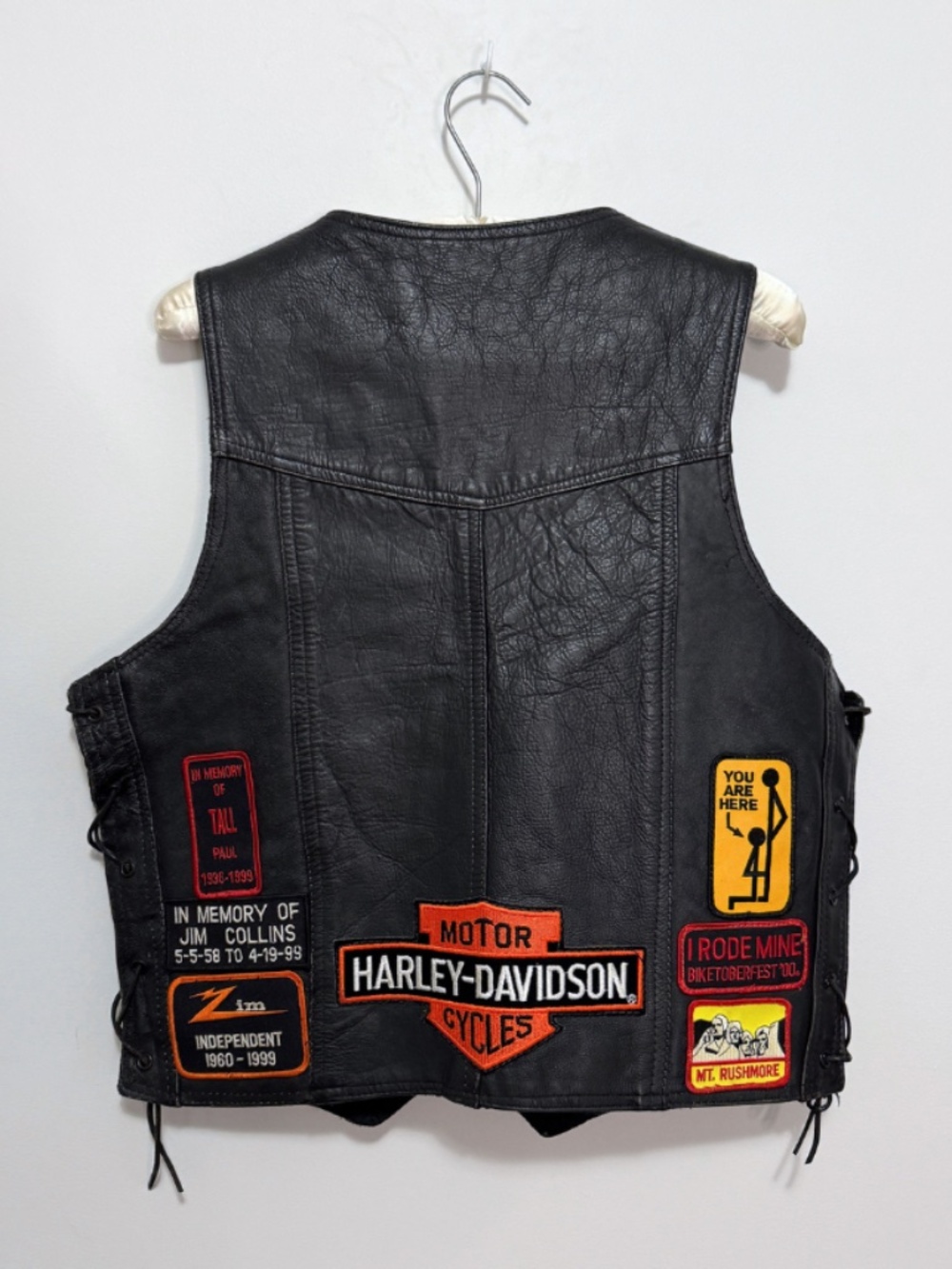 Harley Davidson Black Leather 90's Biker Vest
